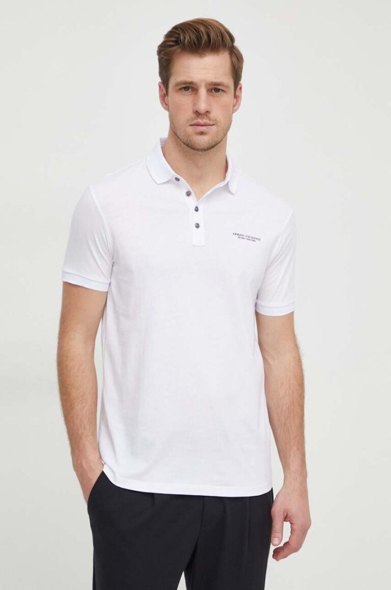 Armani Exchange polo de bumbac culoarea negru