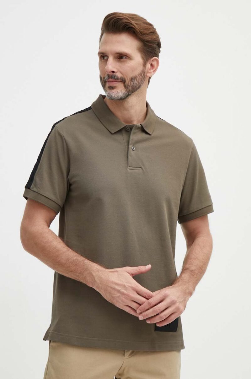 Armani Exchange polo de bumbac culoarea verde