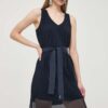 Armani Exchange rochie culoarea albastru marin