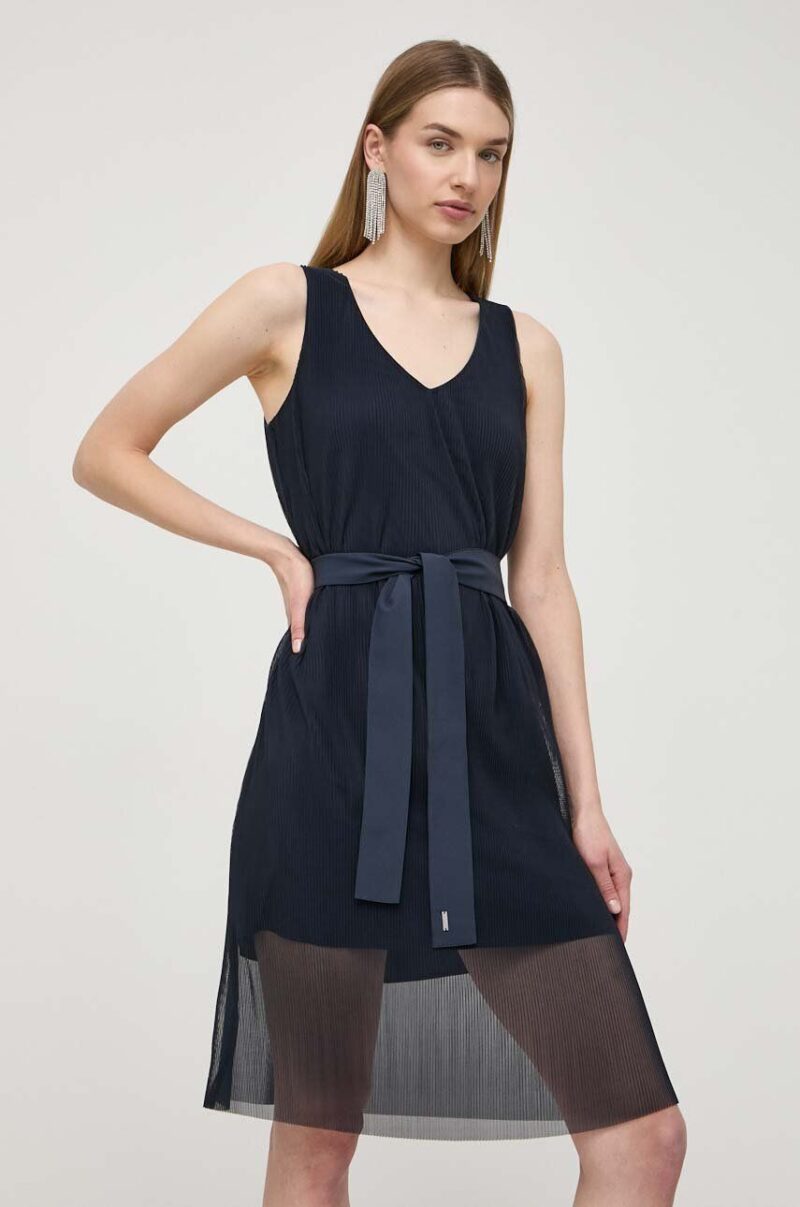 Armani Exchange rochie culoarea albastru marin