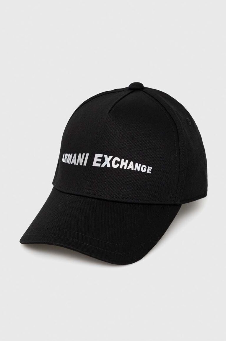 Armani Exchange șapcă de baseball din bumbac culoarea negru