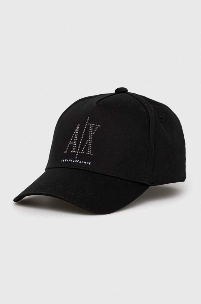 Armani Exchange șapcă de baseball din bumbac culoarea negru