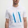 Armani Exchange tricou din bumbac culoarea alb