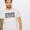 Armani Exchange tricou din bumbac culoarea alb