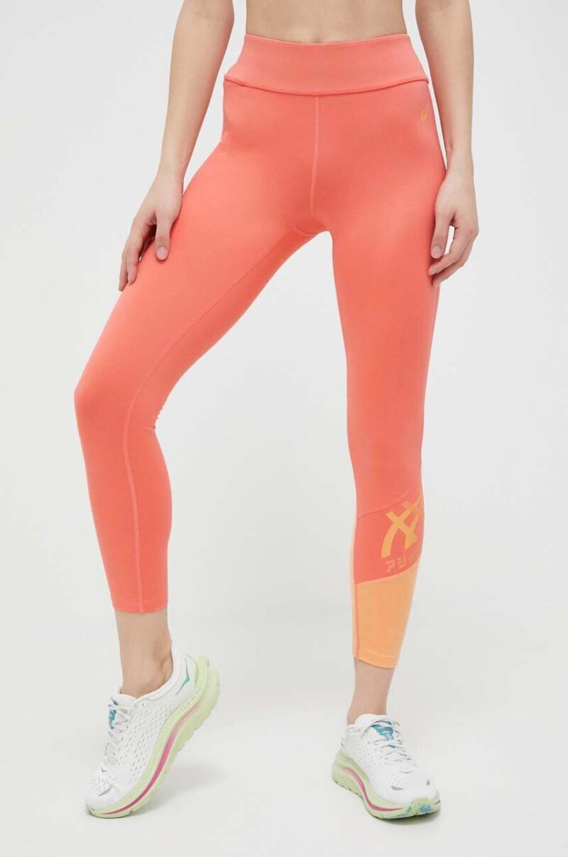 Asics leggins de antrenament Tiger culoarea portocaliu