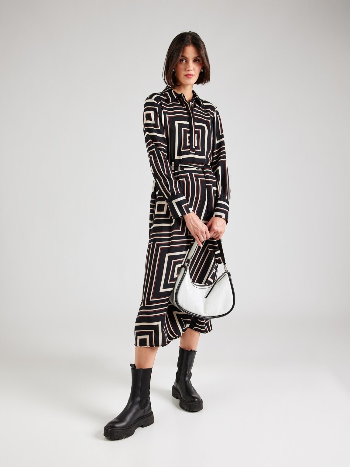 Aware Rochie tip bluză 'VMMARA'  negru / alb / alb lână