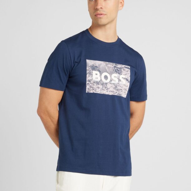 Preţ BOSS Tricou 'Building'  bleumarin / grej / alb