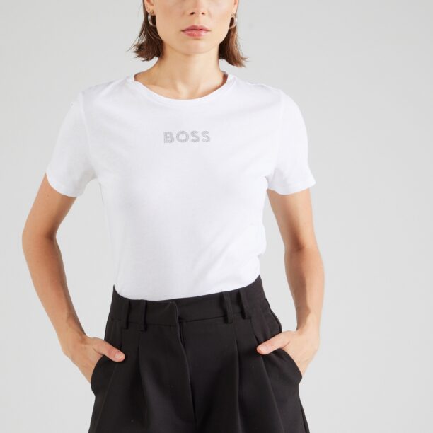 BOSS Tricou 'C_Eloga2'  argintiu / alb