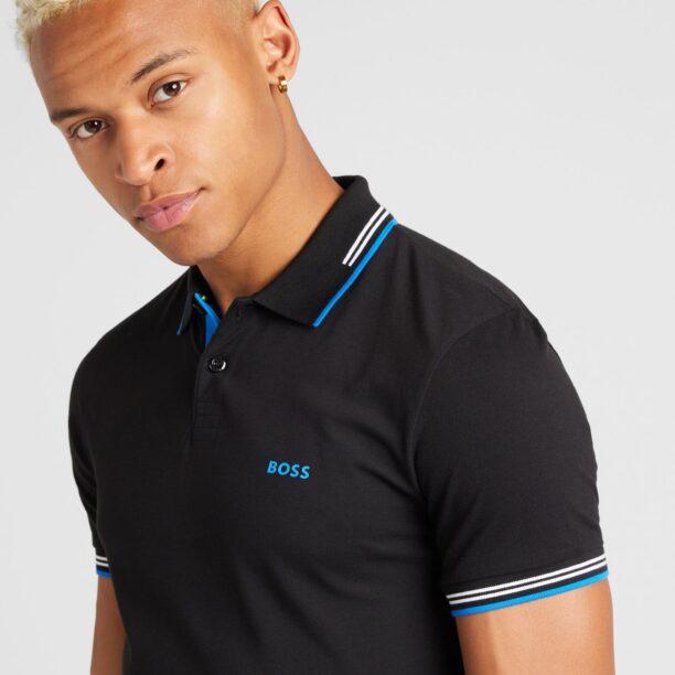 Preţ BOSS Tricou 'PAUL'  azur / negru / alb