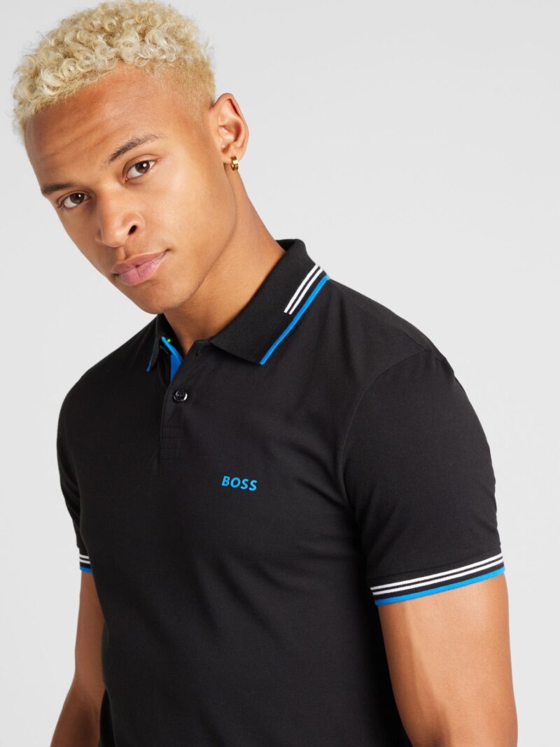 Preţ BOSS Tricou 'PAUL'  azur / negru / alb