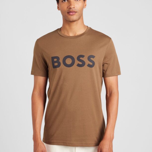 BOSS Tricou 'Thinking 1'  maro caramel / negru