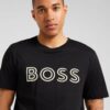 BOSS Tricou  negru / alb