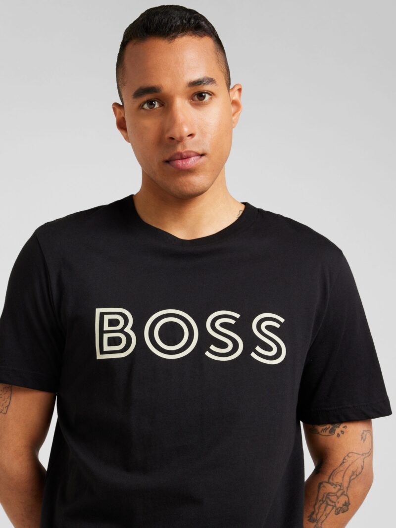 BOSS Tricou  negru / alb