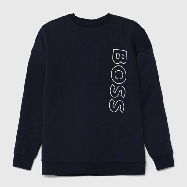 BOSS bluza copii culoarea albastru marin