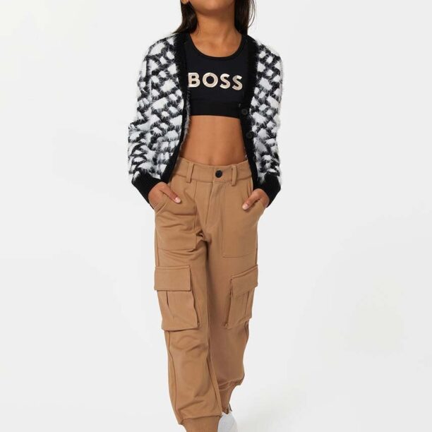 BOSS cardigan copii culoarea alb