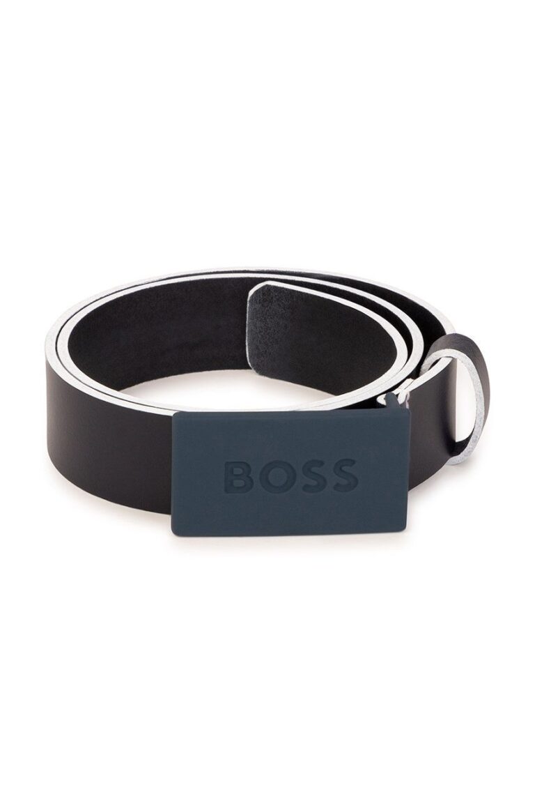 BOSS curea de piele pentru copii culoarea albastru marin