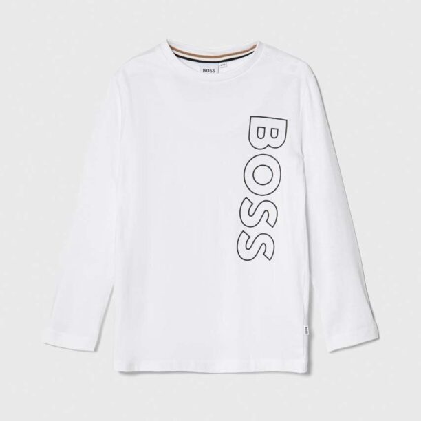 BOSS longsleeve din bumbac pentru bebeluși culoarea alb