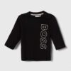 BOSS longsleeve din bumbac pentru bebeluși culoarea negru