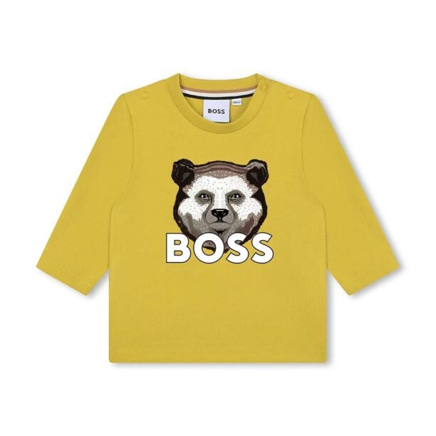 BOSS longsleeve din bumbac pentru bebeluși culoarea verde