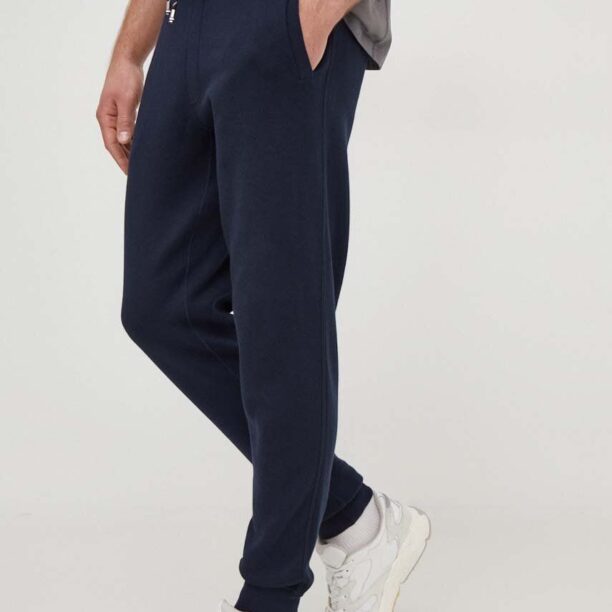 BOSS pantaloni de trening cu amestec lână culoarea bleumarin