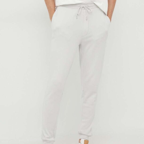 BOSS pantaloni de trening din bumbac CASUAL culoarea gri