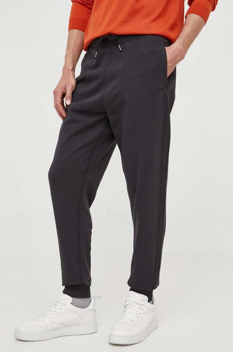 BOSS pantaloni de trening din bumbac CASUAL culoarea gri