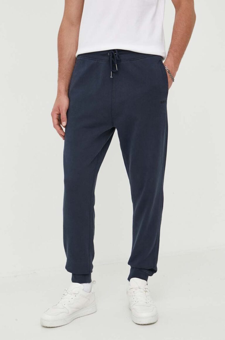 BOSS pantaloni de trening din bumbac CASUAL culoarea gri