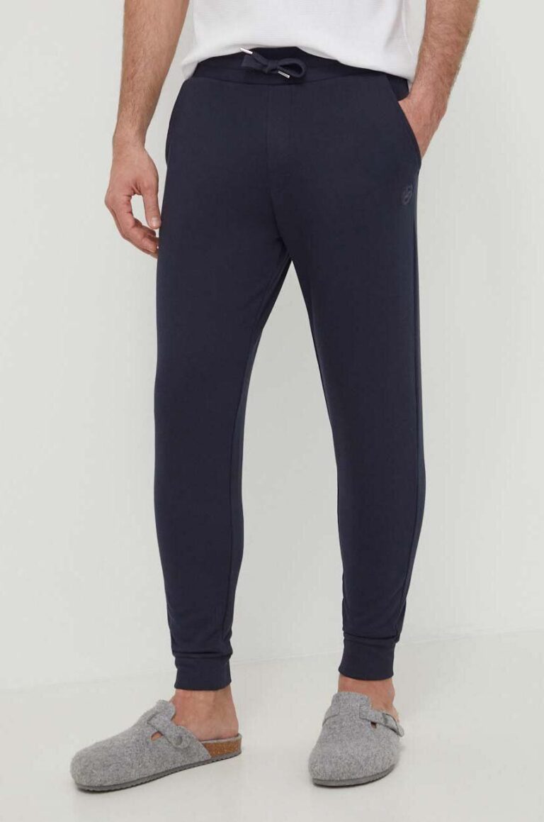 BOSS pantaloni de trening din bumbac culoarea bleumarin