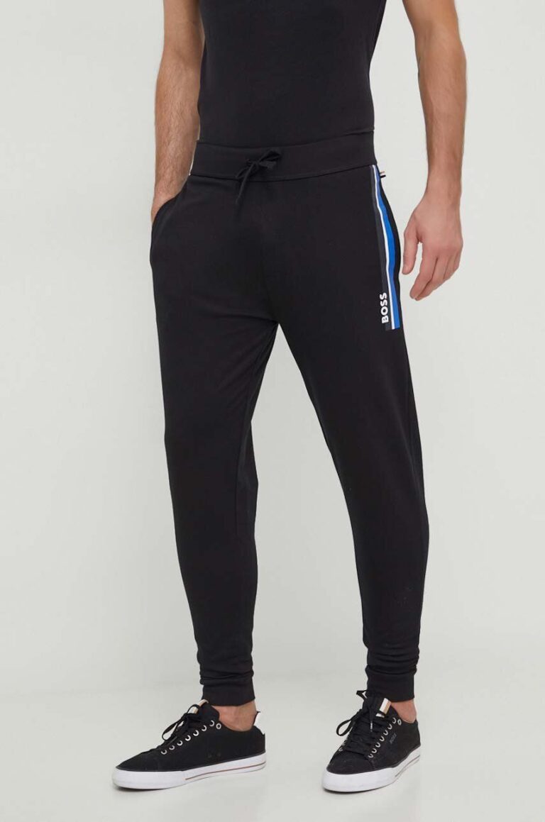 BOSS pantaloni de trening din bumbac culoarea negru