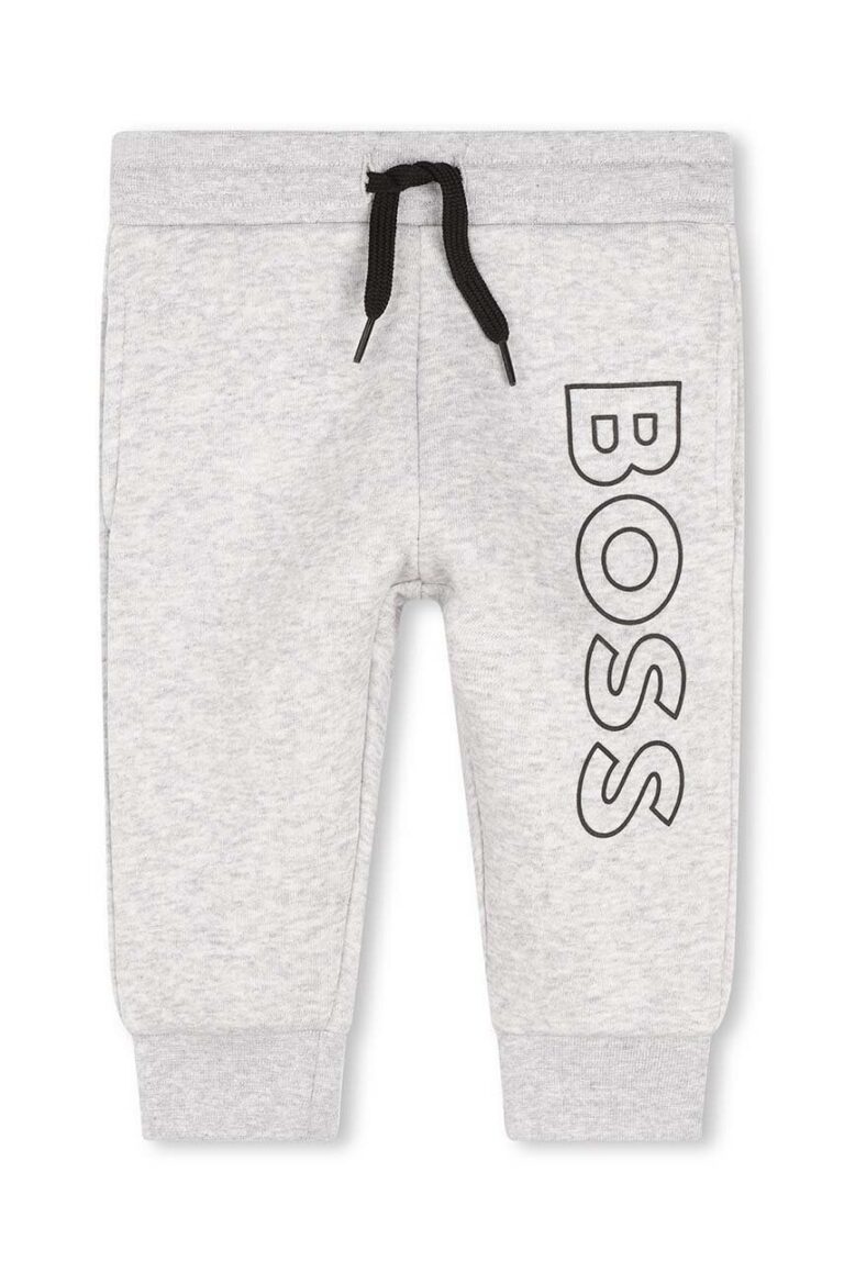 BOSS pantaloni de trening pentru copii culoarea gri