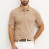 BOSS polo de bumbac culoarea bej