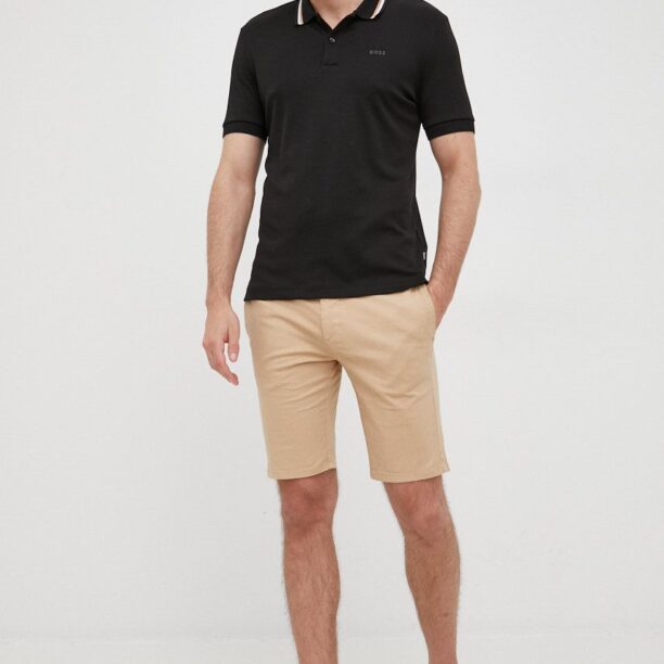 BOSS polo de bumbac culoarea negru