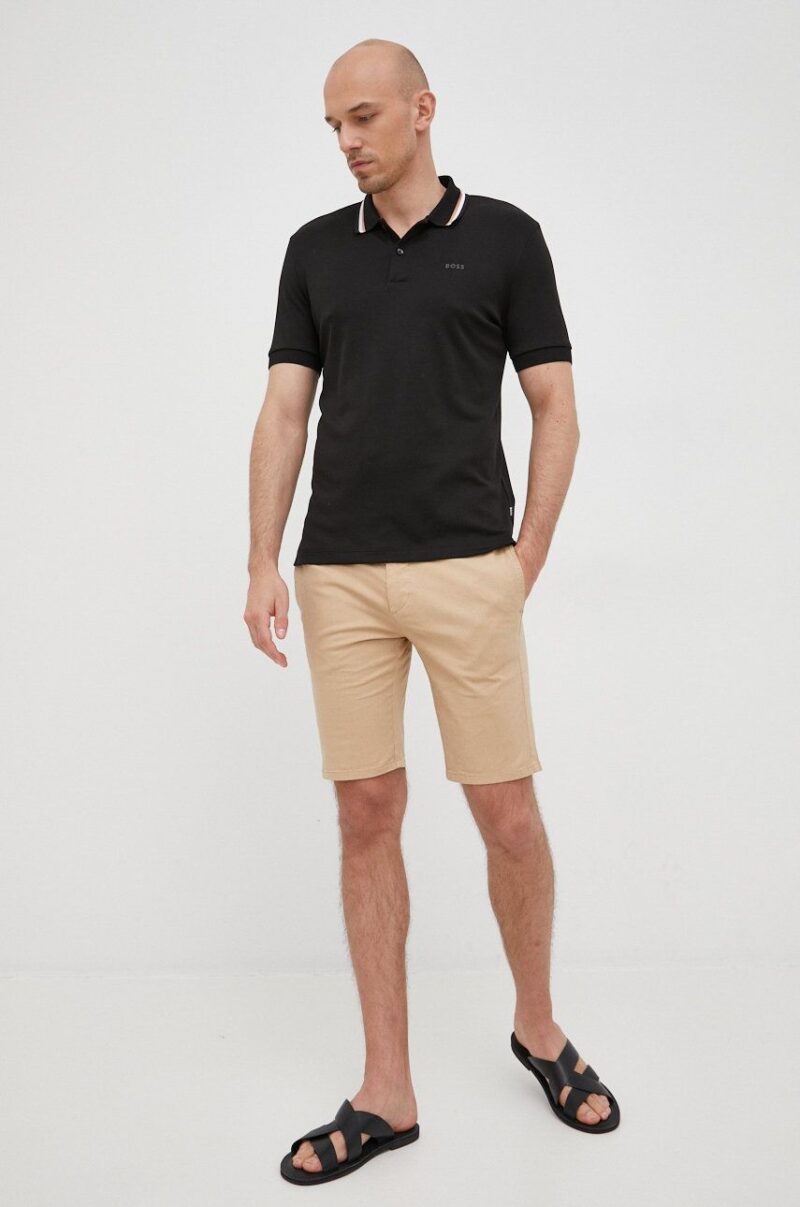 BOSS polo de bumbac culoarea negru