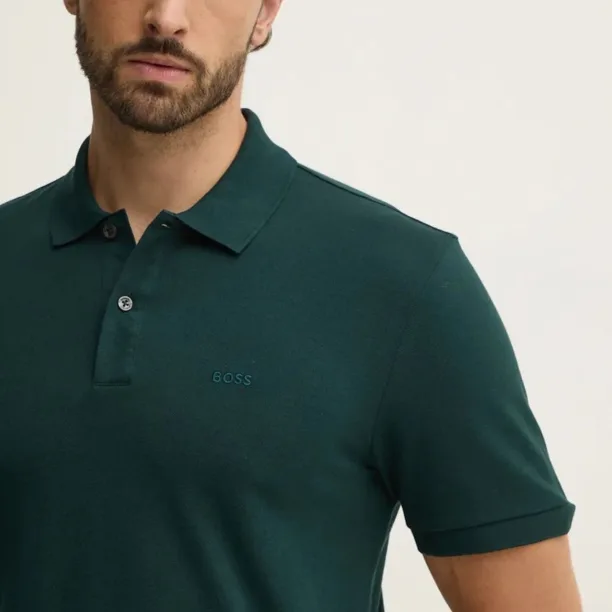 BOSS polo de bumbac culoarea verde