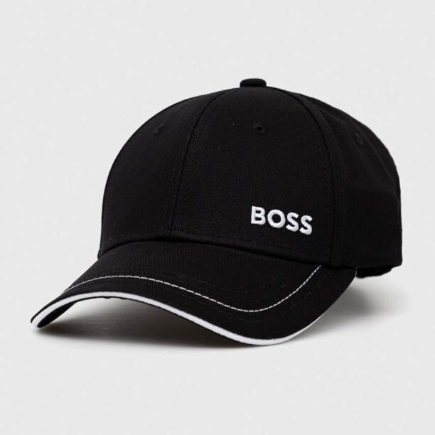 BOSS șapcă de baseball din bumbac GREEN culoarea negru