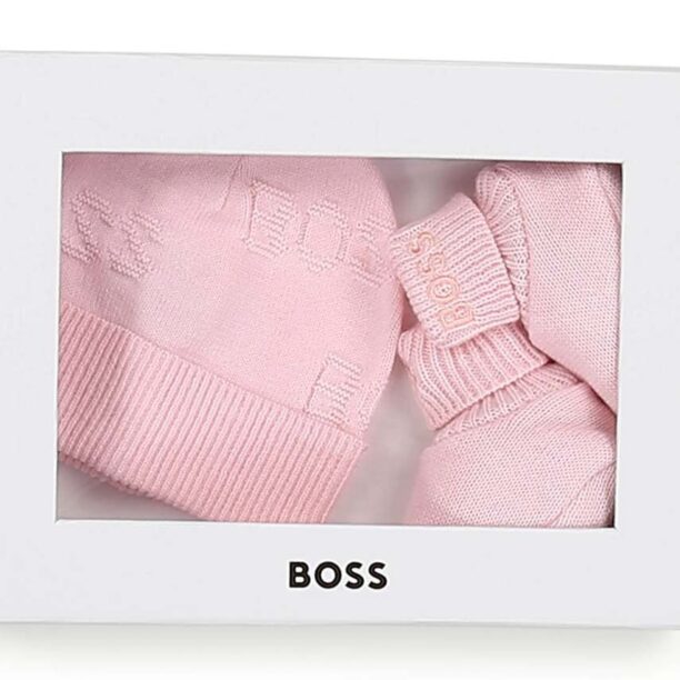 BOSS set de bumbac pentru bebelusi culoarea roz preţ