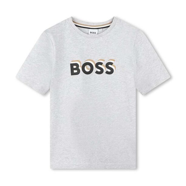 BOSS tricou de bumbac pentru copii culoarea gri