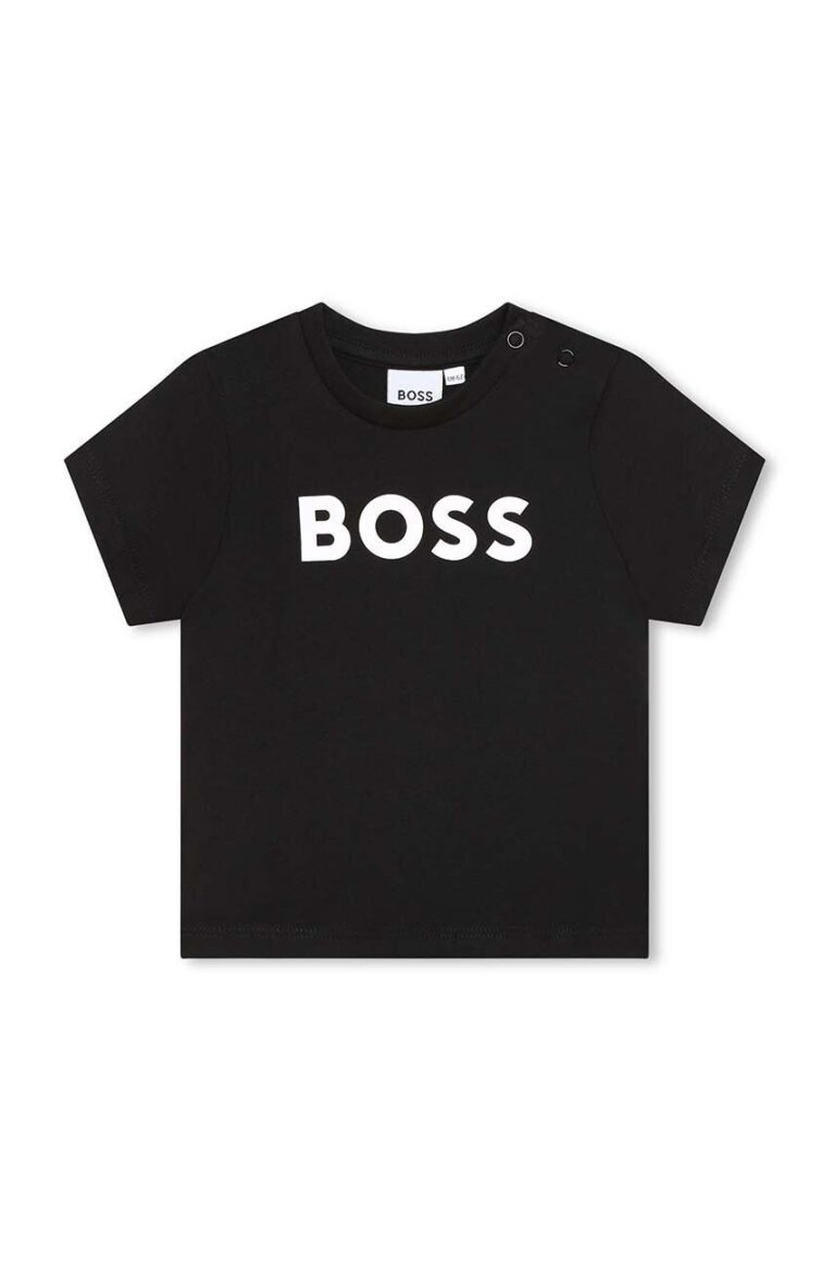 BOSS tricou de bumbac pentru copii culoarea negru