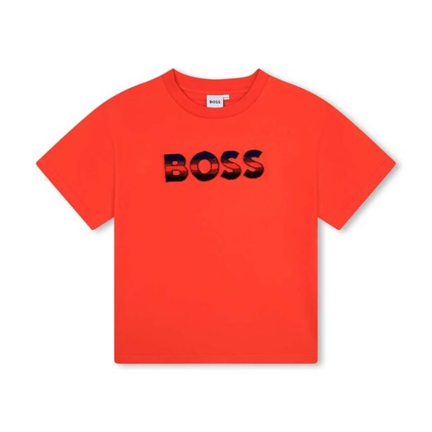 BOSS tricou de bumbac pentru copii culoarea rosu