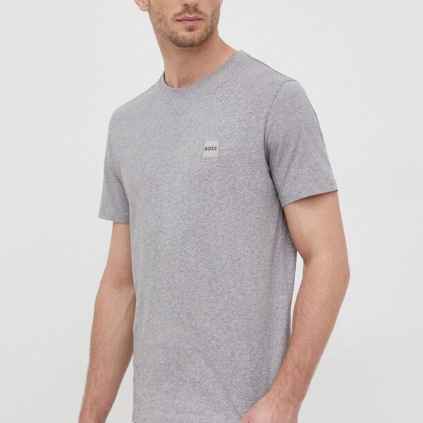 BOSS tricou din bumbac CASUAL culoarea gri