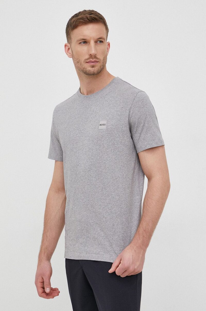 BOSS tricou din bumbac CASUAL culoarea gri