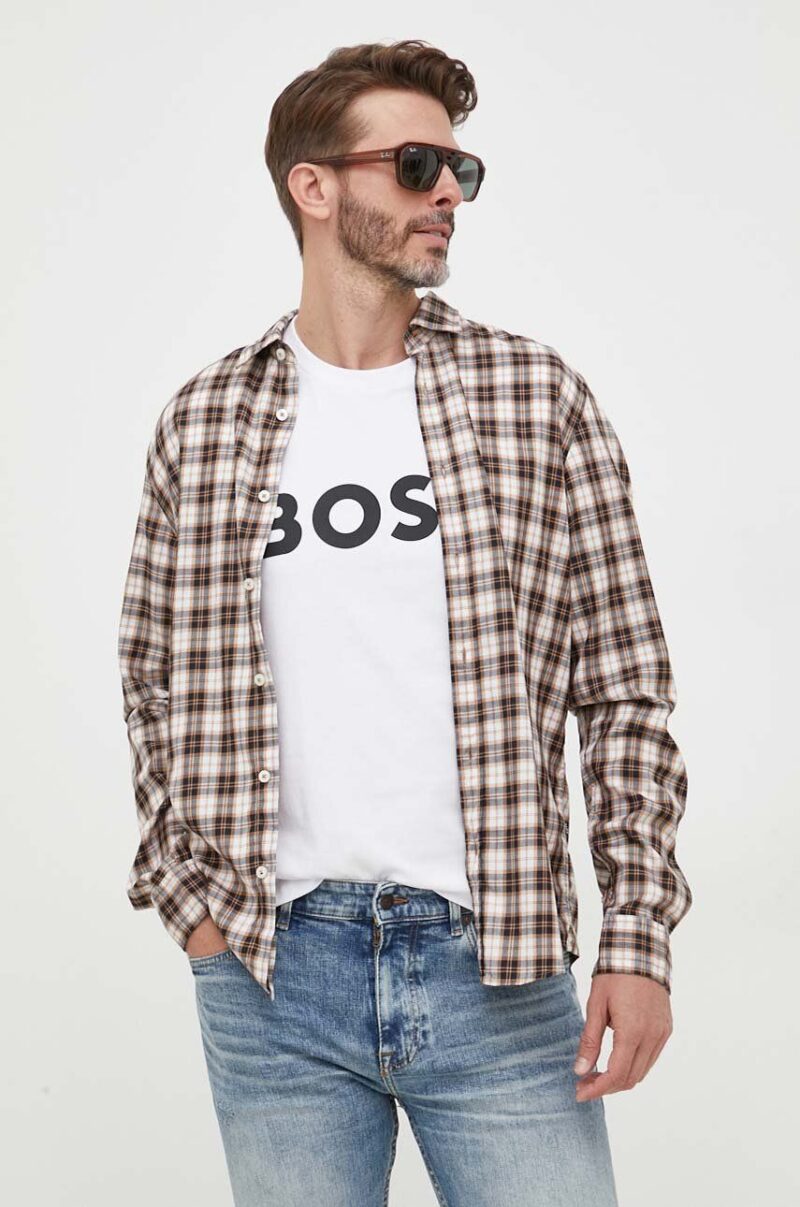 BOSS tricou din bumbac culoarea alb