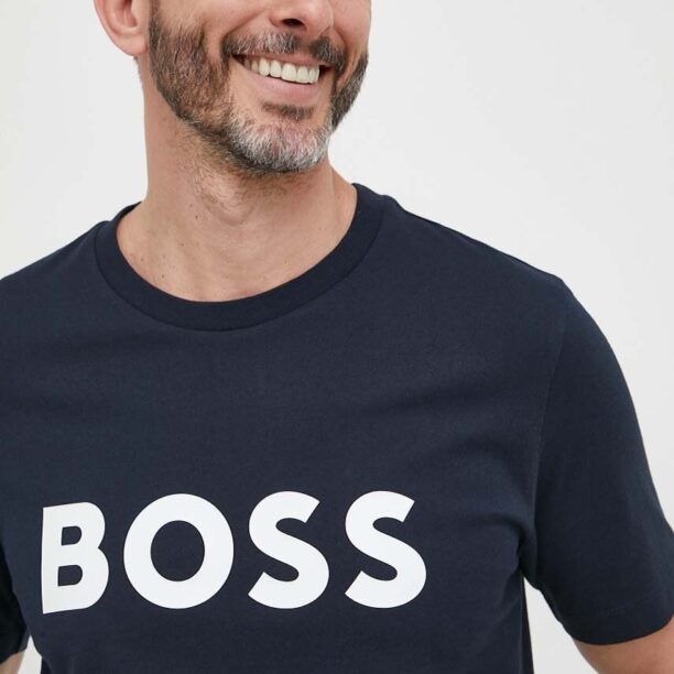 BOSS tricou din bumbac culoarea bleumarin