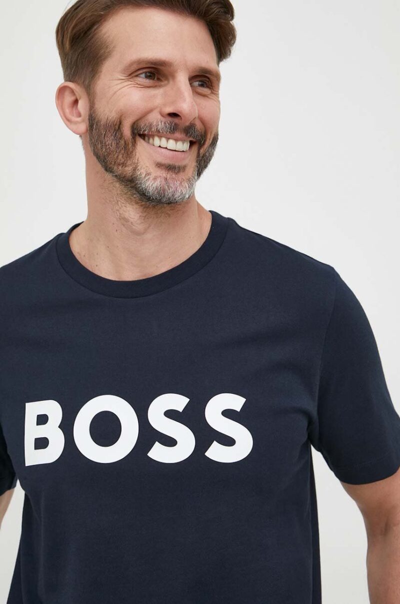 BOSS tricou din bumbac culoarea bleumarin