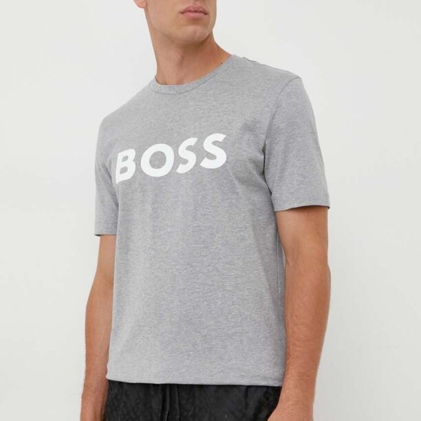 BOSS tricou din bumbac culoarea gri