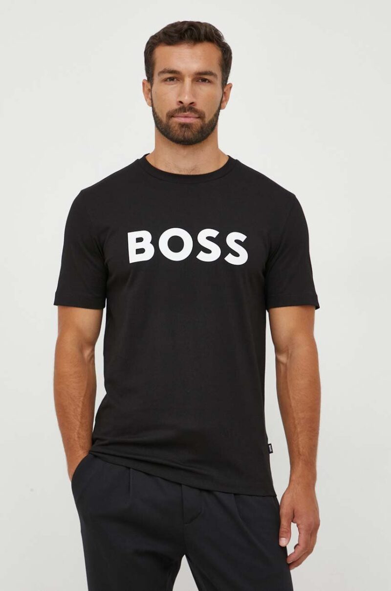 BOSS tricou din bumbac culoarea negru