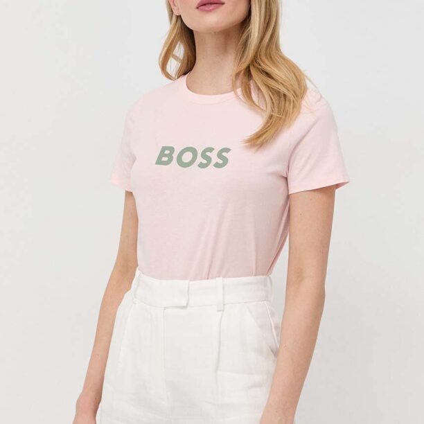 BOSS tricou din bumbac culoarea roz 50468356