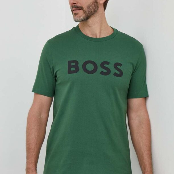 BOSS tricou din bumbac culoarea verde