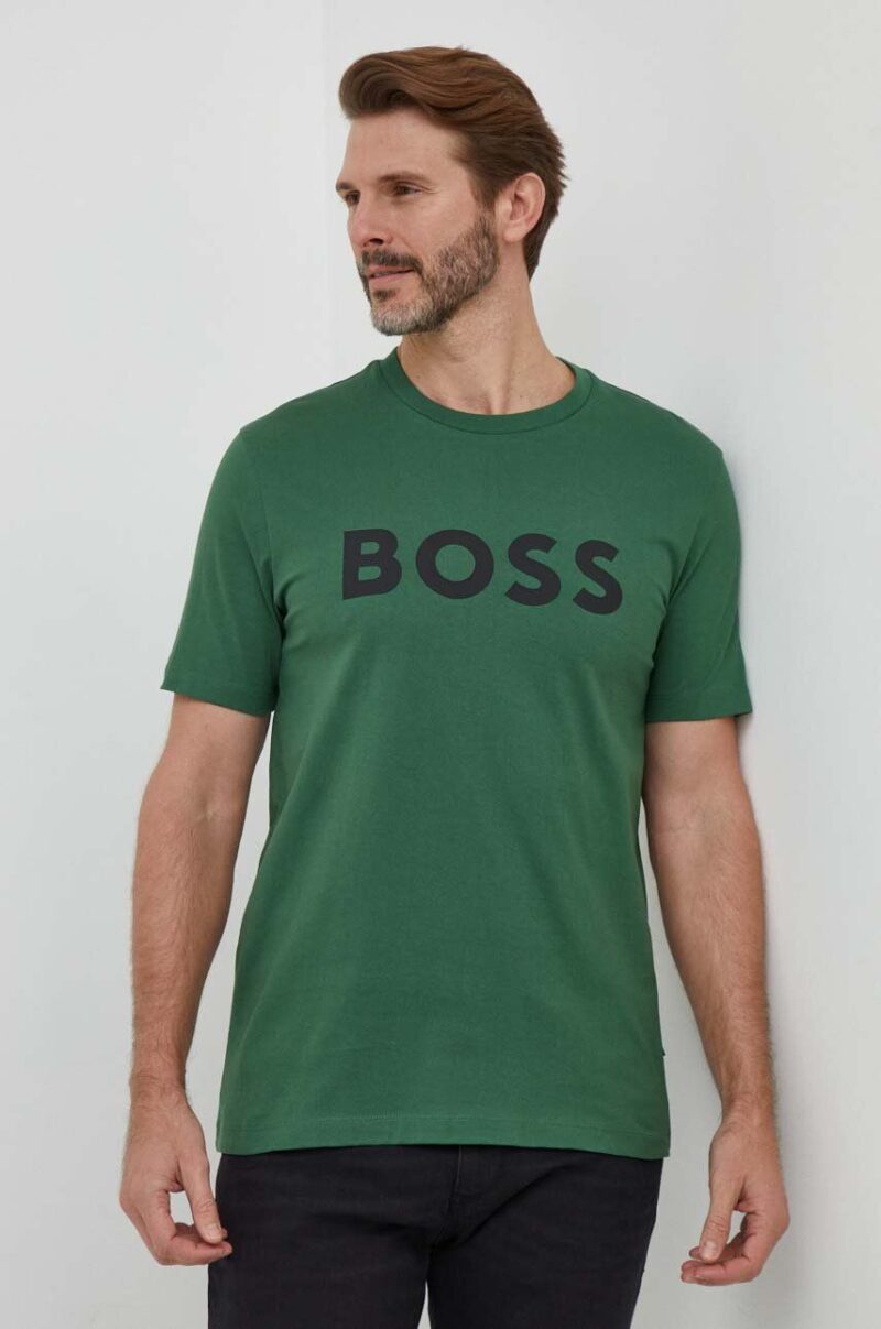 BOSS tricou din bumbac culoarea verde