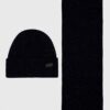 Barbour căciulă și fular Carlton Fleck Beanie & Scarf Gift Set culoarea bleumarin MGS0047